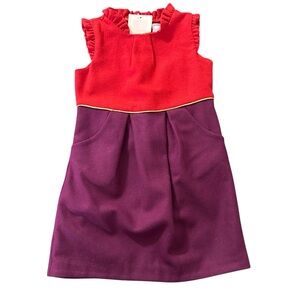 Janie And Jack Belle Of The Ballet Dress Girl’s 4 Red Purple Wool Blend Pockets